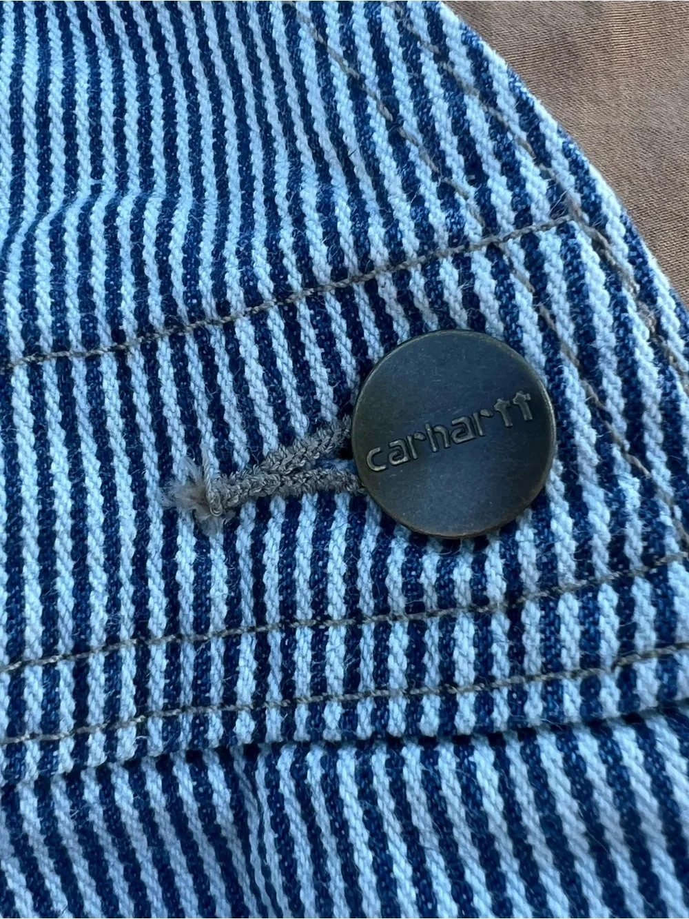 Carhartt Women's Blue and White Striped Overalls - Picture 4 of 5